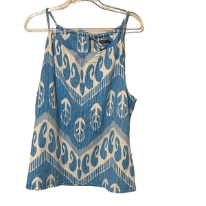 🐾J.MCLaughlin Blue and White Patterned  Top lapis essaquira size XL NWT…